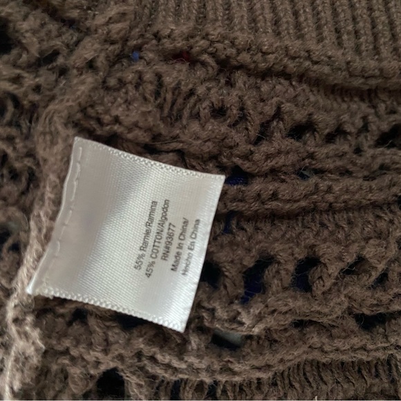 Taupe Crochet cover up sweater/cardigan. Size L - Picture 5 of 7